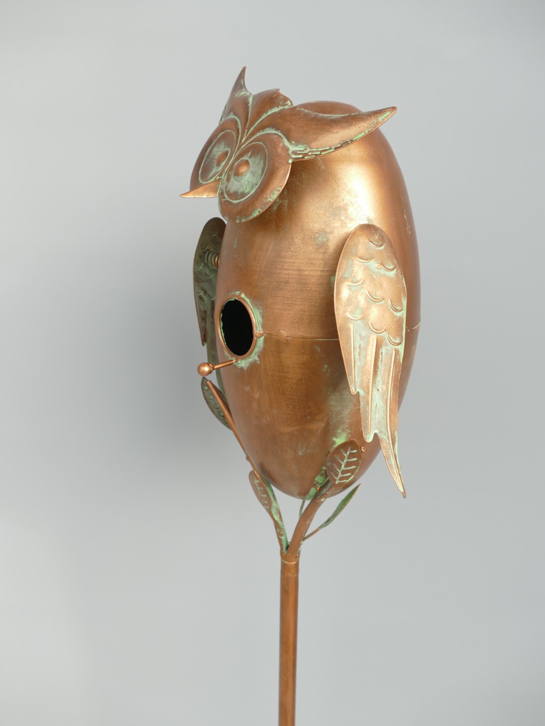 *ANG./SEPT. Vogelhaus Eule Kupfer farbig H.158cm