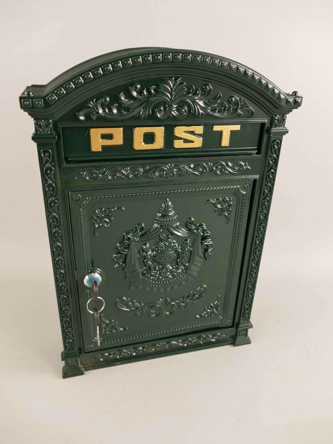 Wandbriefkasten Alu/eckig grün H.45cm