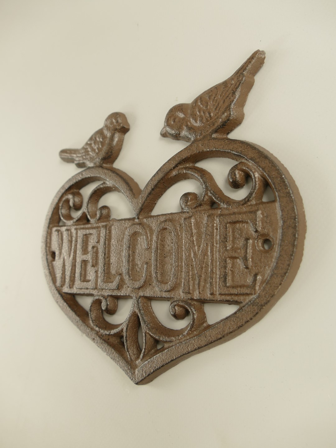 Wandschild Eisen Welcome rustikal braun H.18cm
