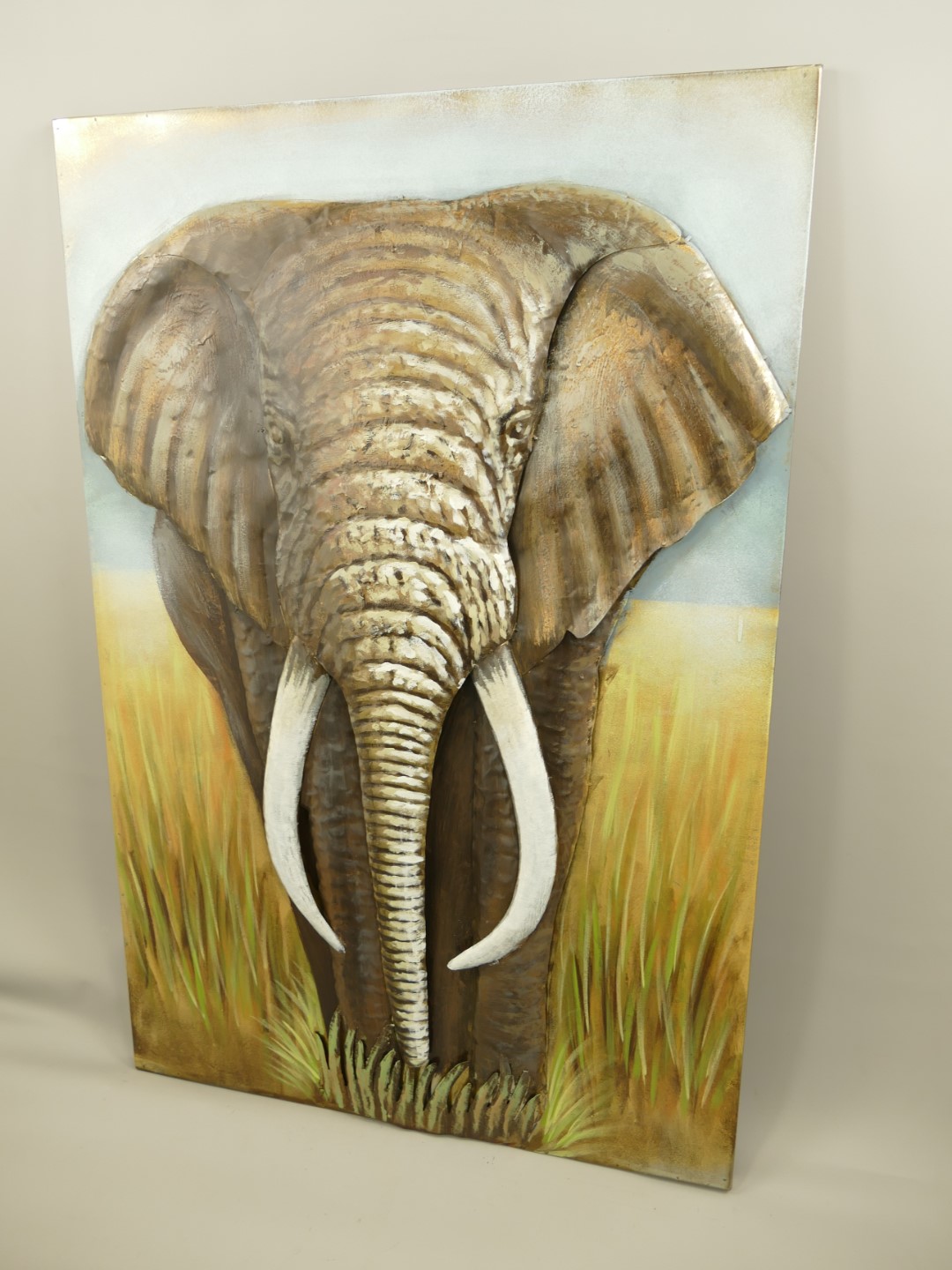 (*)Metallbild Eisen(3D)Elefant H.120x80cm