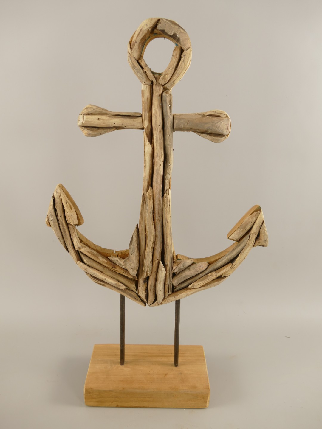 *NT Deko Anker Steh Set/3 Teak Holz/Eis.H.55/100cm