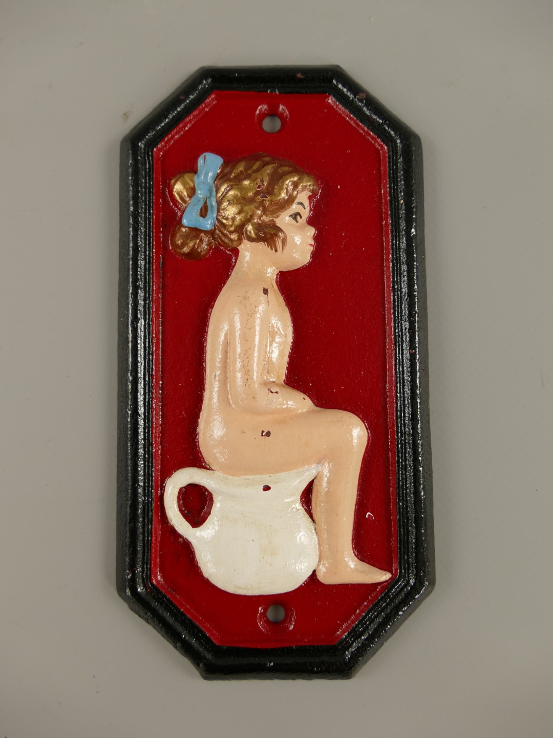 Schild Eisen rot Toilet Man/Frau H.17x9cm SET!