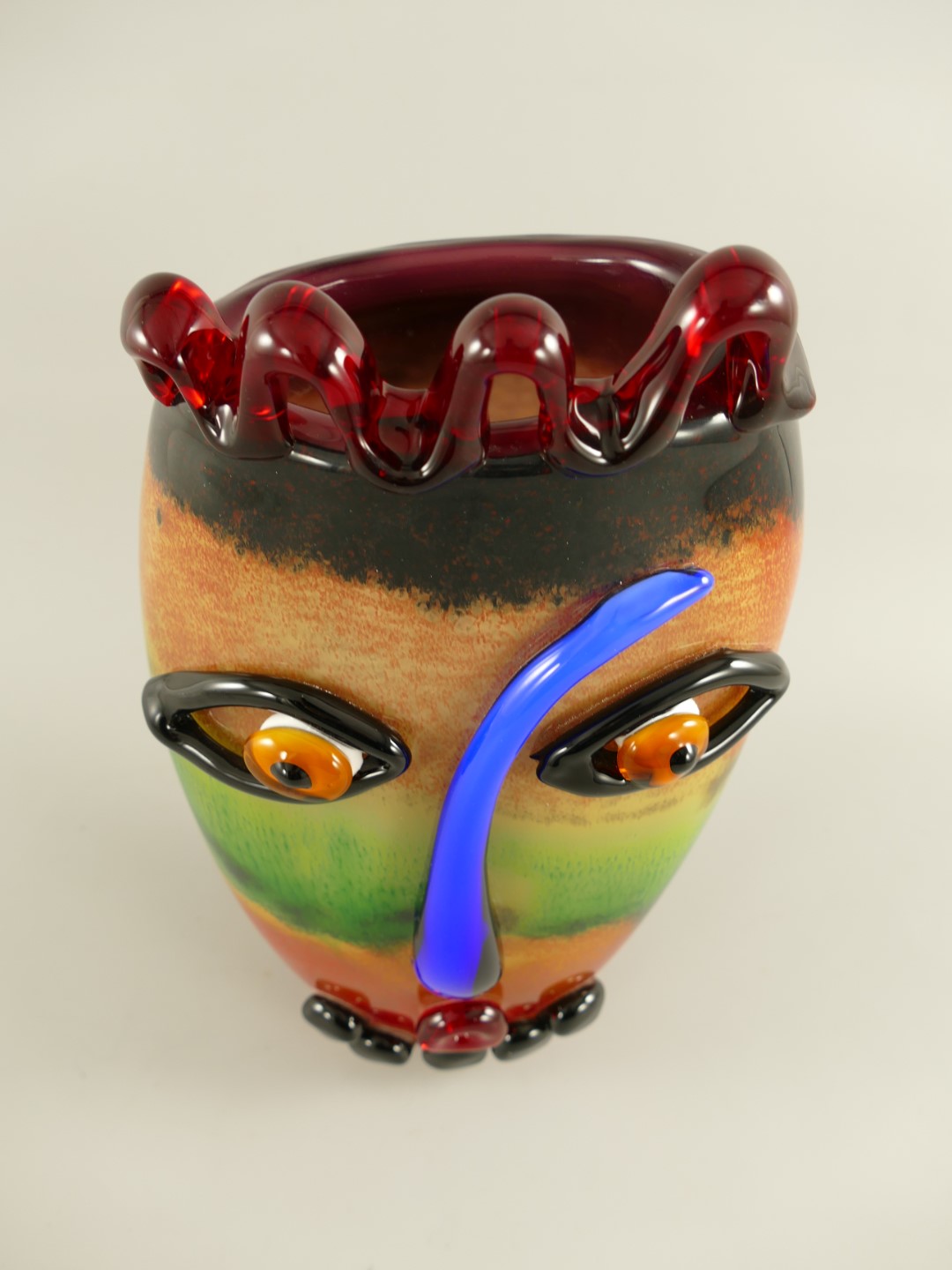 Glas Vase Gesicht farbe H.34x18cm
