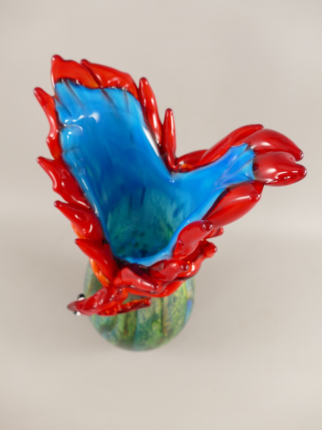 Glas Vase mit Fisch farbe H.48cm