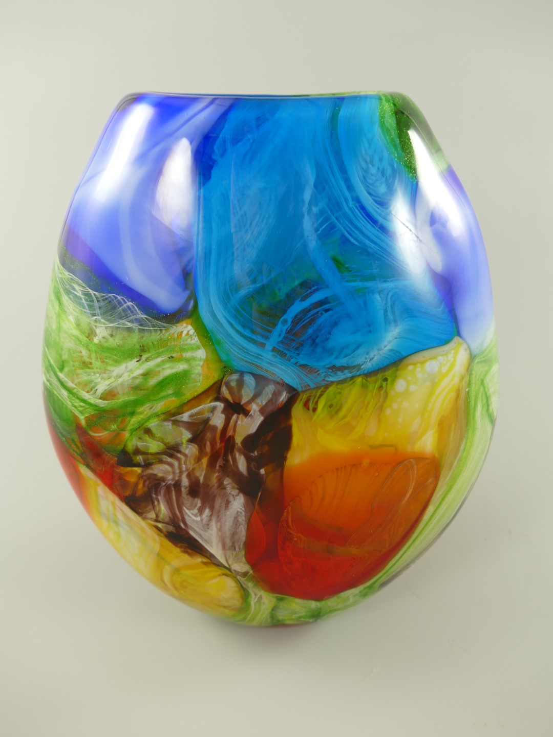 Glas Vase farbe H.34x10cm