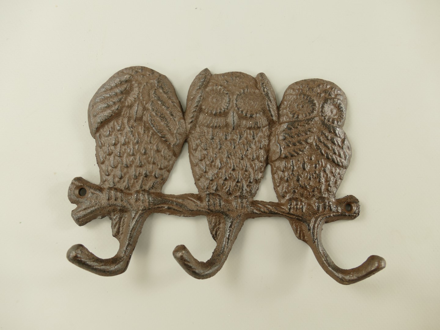 Wandhaken Eule Gußeisen rustikal braun L.19cm