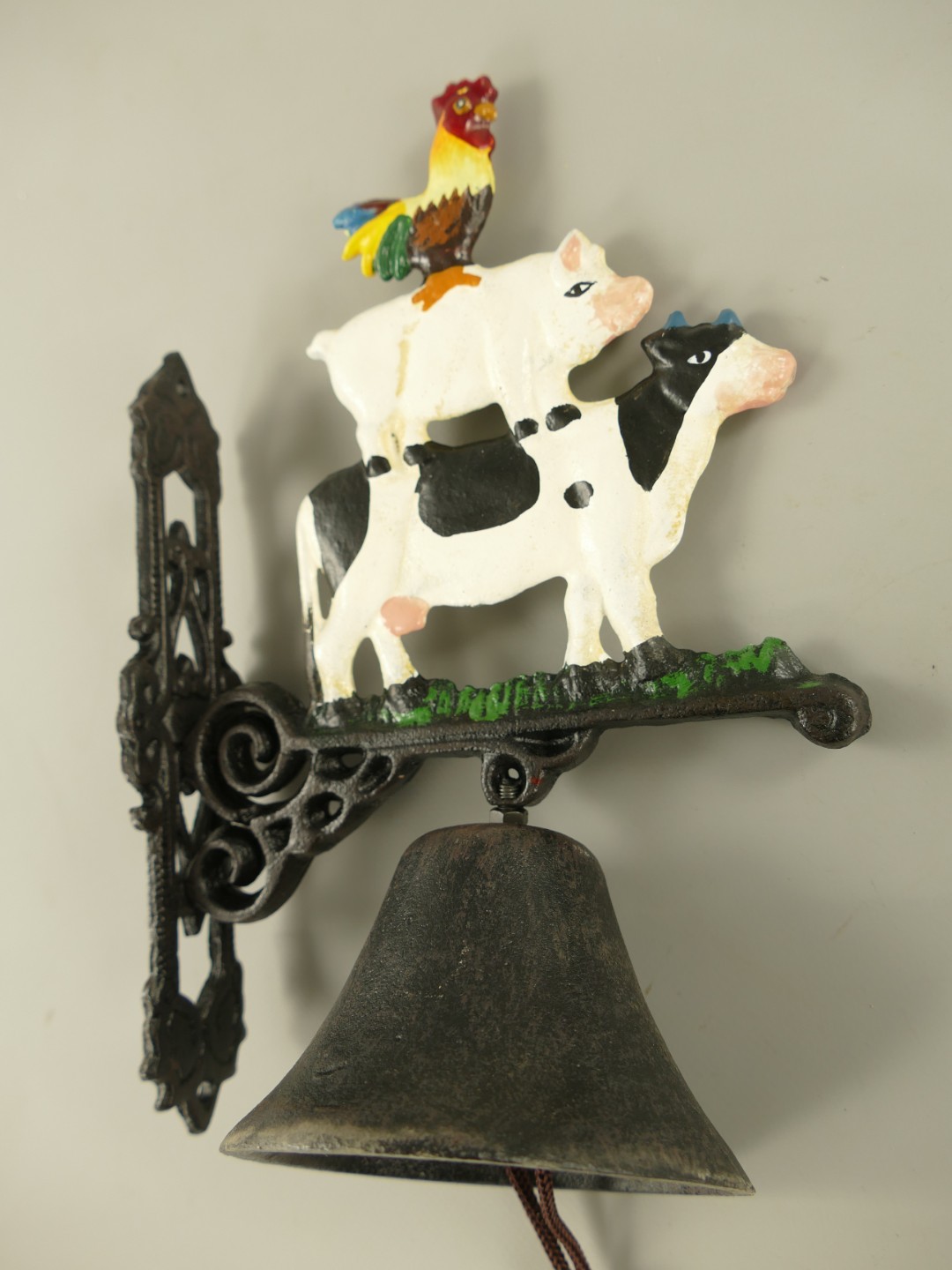 Wandglocke Kuh Schwein Huhn Gußeisen H.26cm