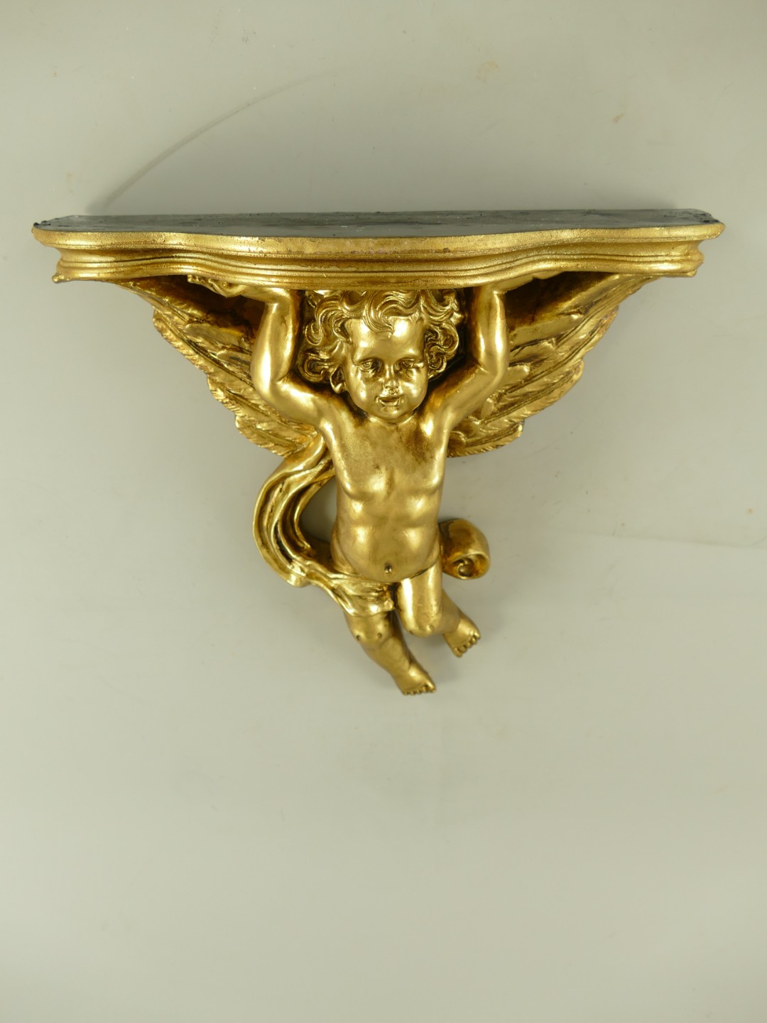 Konsol ENGEL!! Polystein farbig GOLD H.37x38cm