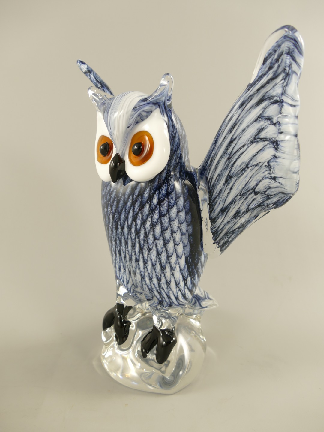Glasfigur Murano styl Eule farbe H.30cm