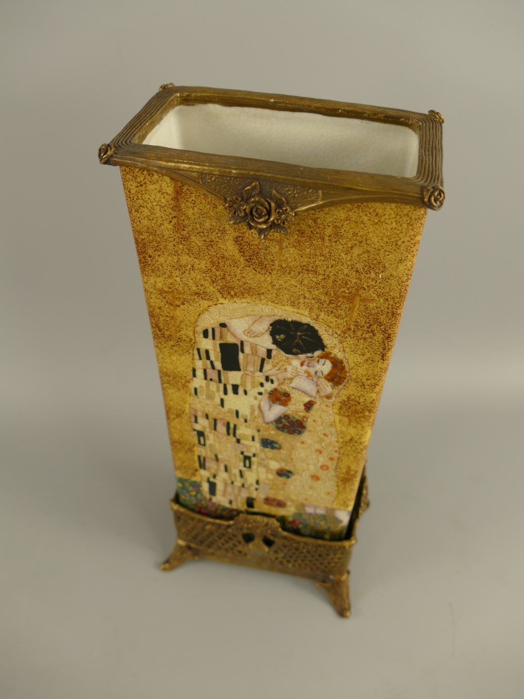 Vase KLIMT!! farbe Porzellan/Messing L.34cm
