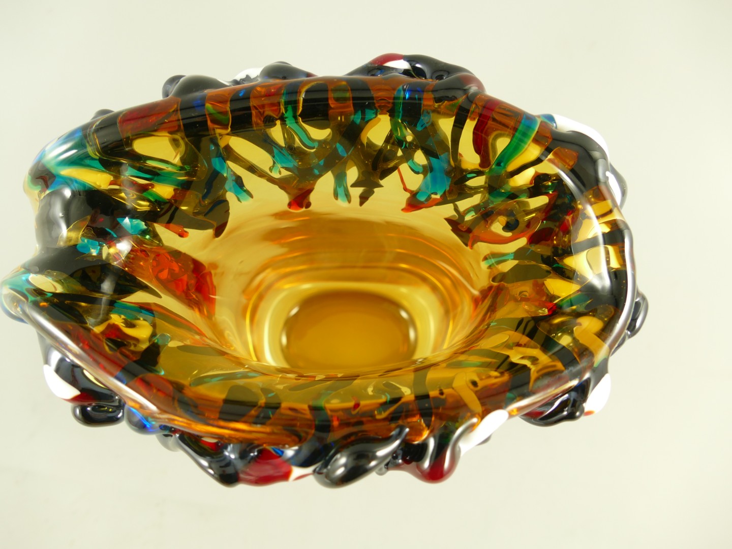 Glas Vase mit Gesicht farbe H.29cm