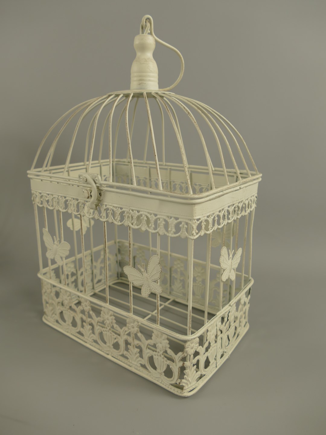 Käfig(eckig) Eisen rustik weiss Set/3 H.43/34/25cm