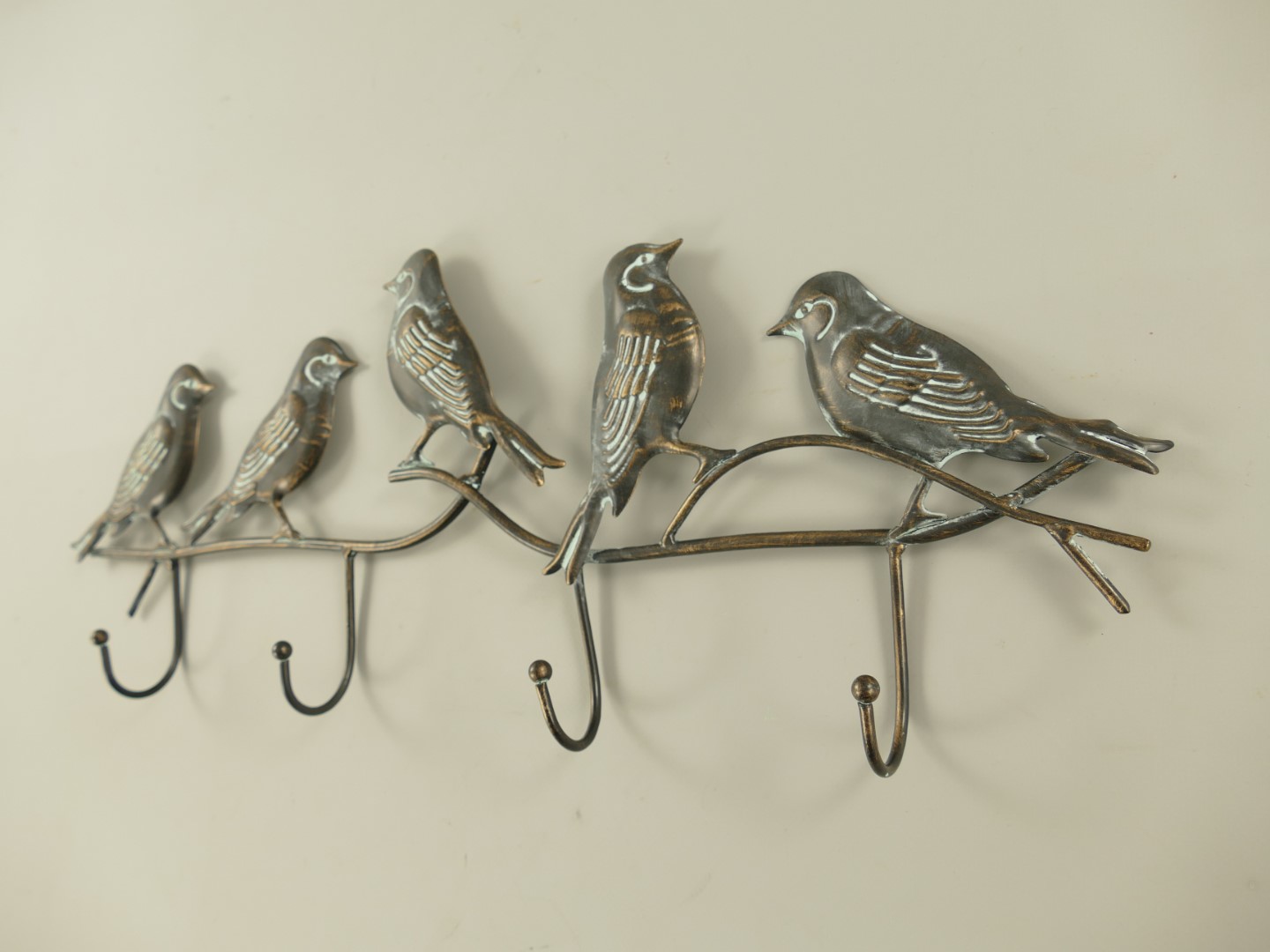 Wandhaken Eisen Vogel Grau/schwarz  L.52cm