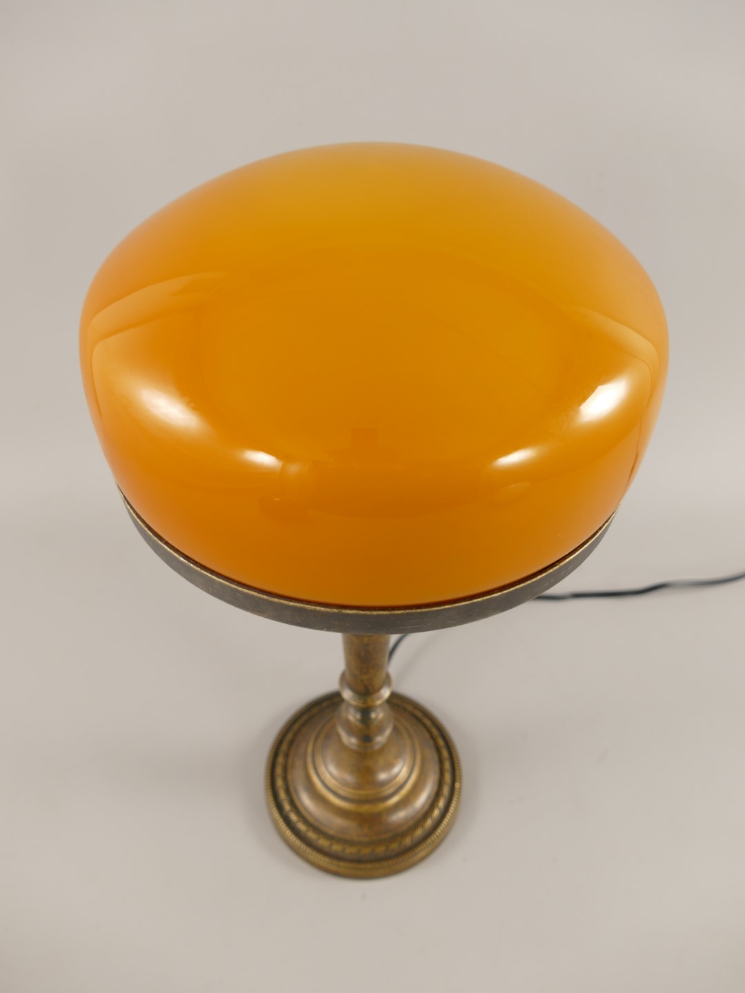 Pilzlampe Messing brün(Glas farb. Cognac) H.40cm