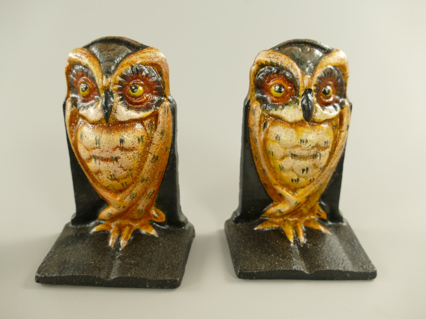 Buchstürzen Eule Antik Eisen Farbe H.11cm Set/2