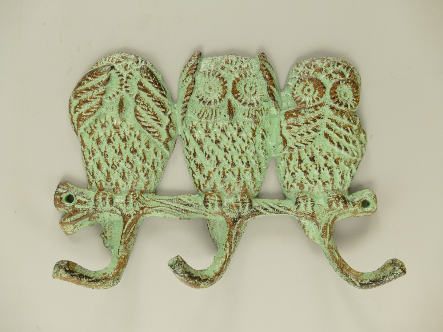 Wandhaken Eule Gußeisen farbig L.19cm