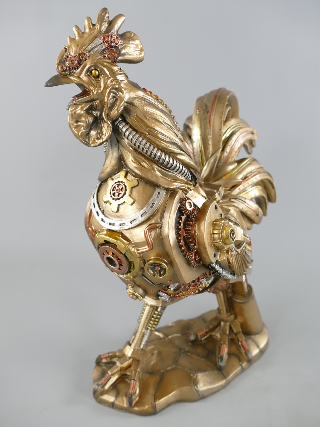 Figur Polystein Steampunk Huhn farbig H.37cm