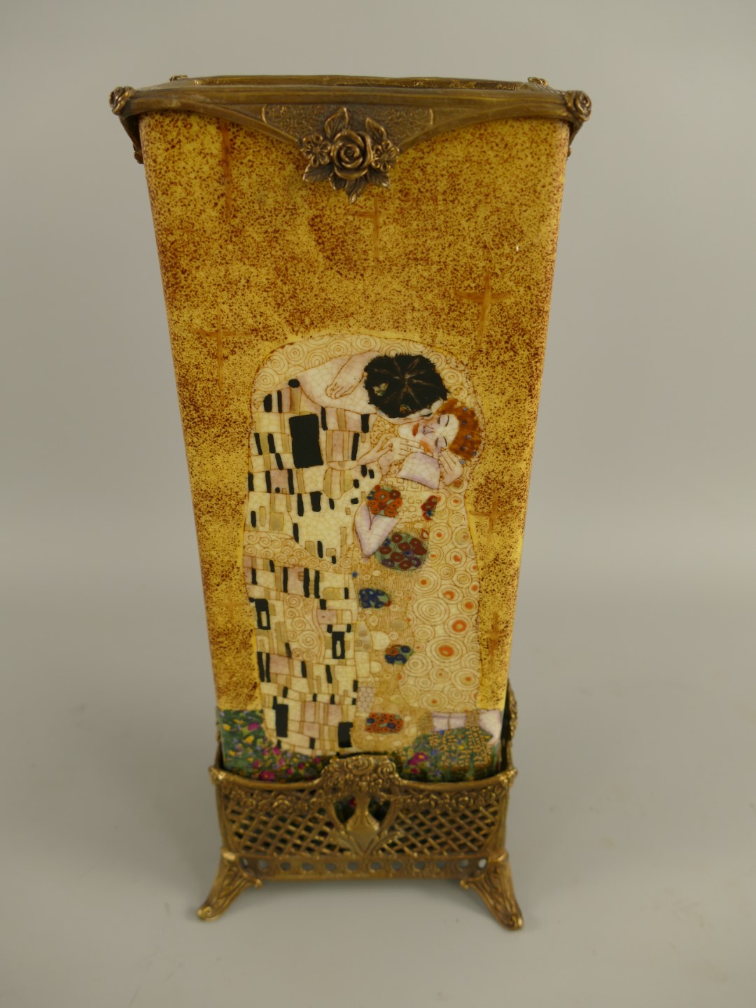 Vase KLIMT!! farbe Porzellan/Messing L.34cm