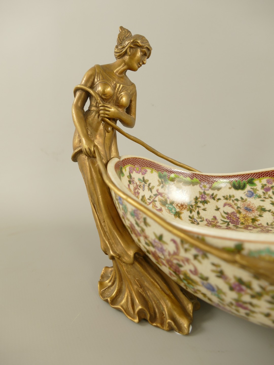 Schale FARBE Porzellan/Messing L.40x21cm