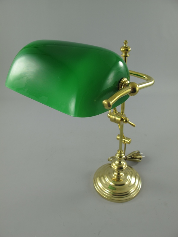 Bankerslampe Messing Glas grün H.50cm