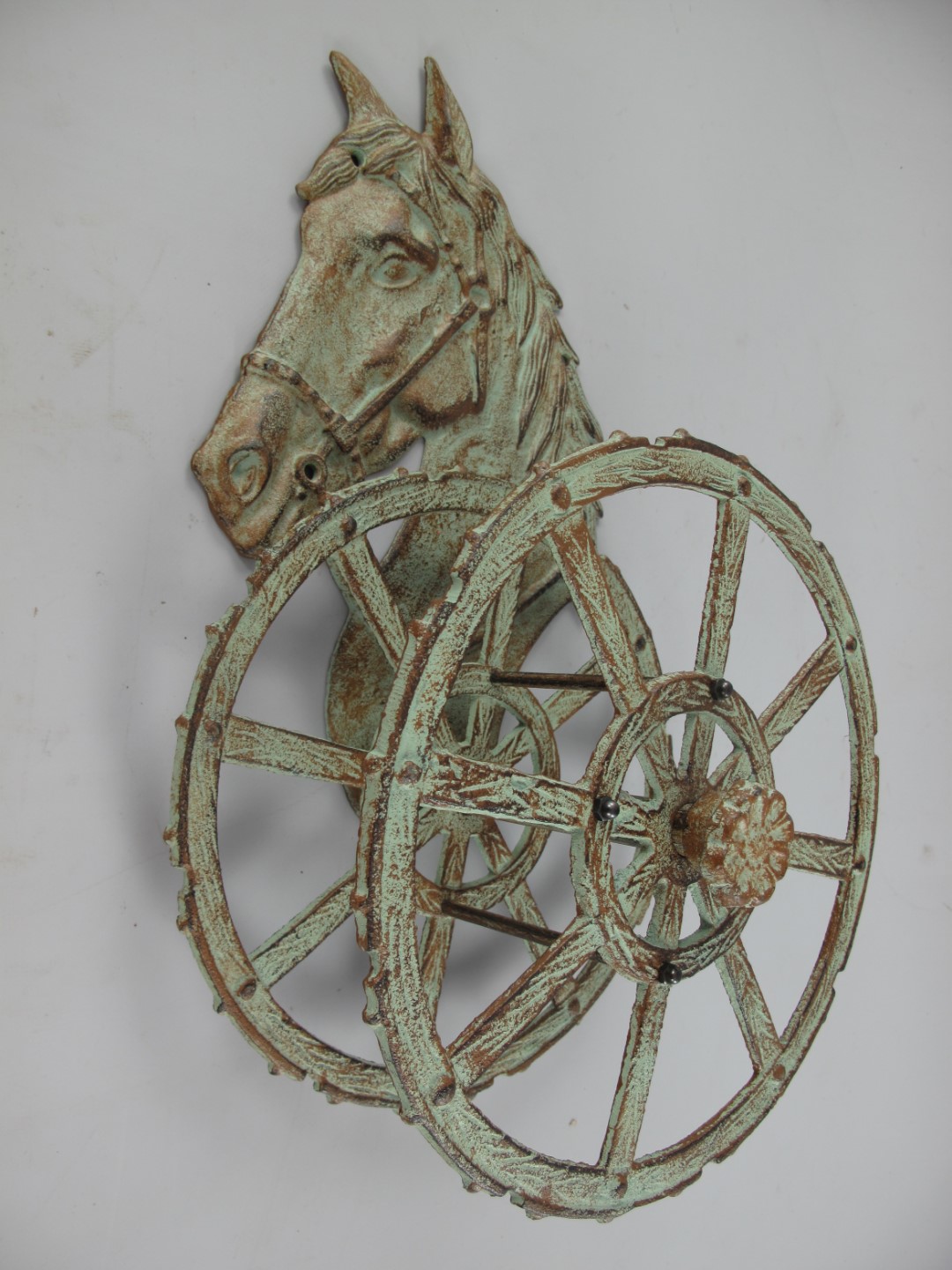 Schlauchhalter Gußeisen farbig Pferd H.51cm