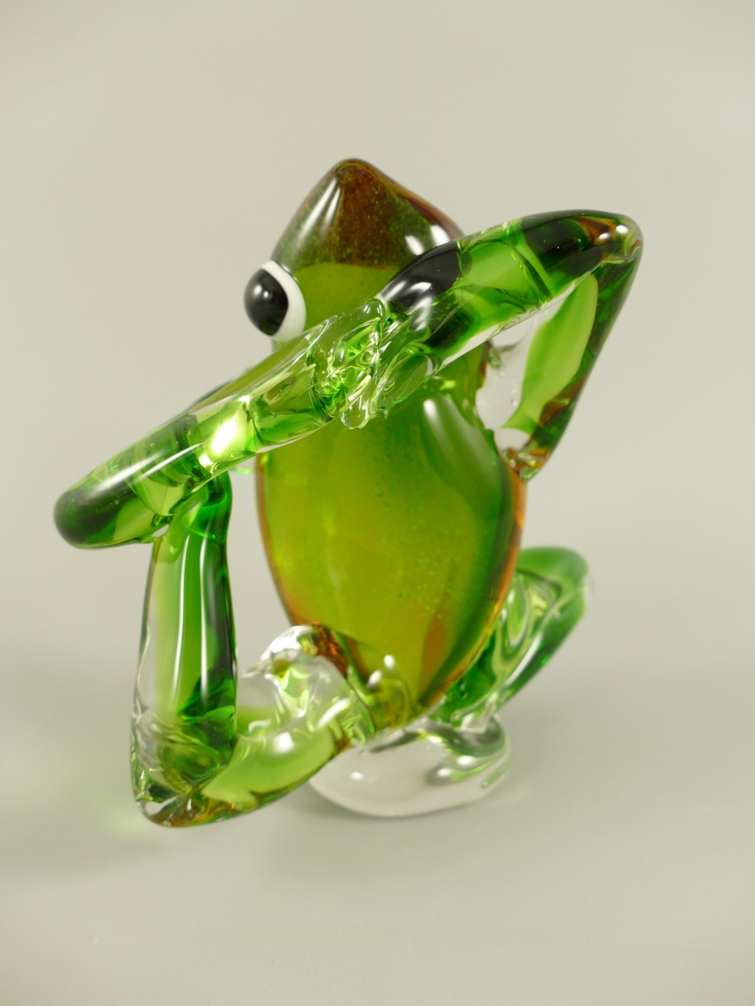 *ANG. Glasfigur Frosch farbe H.15cm