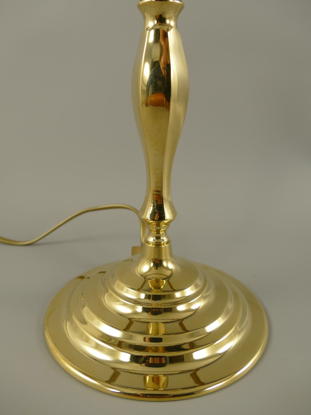 Pilzlampe Messing(Glas farb. Cognac)H.37cm