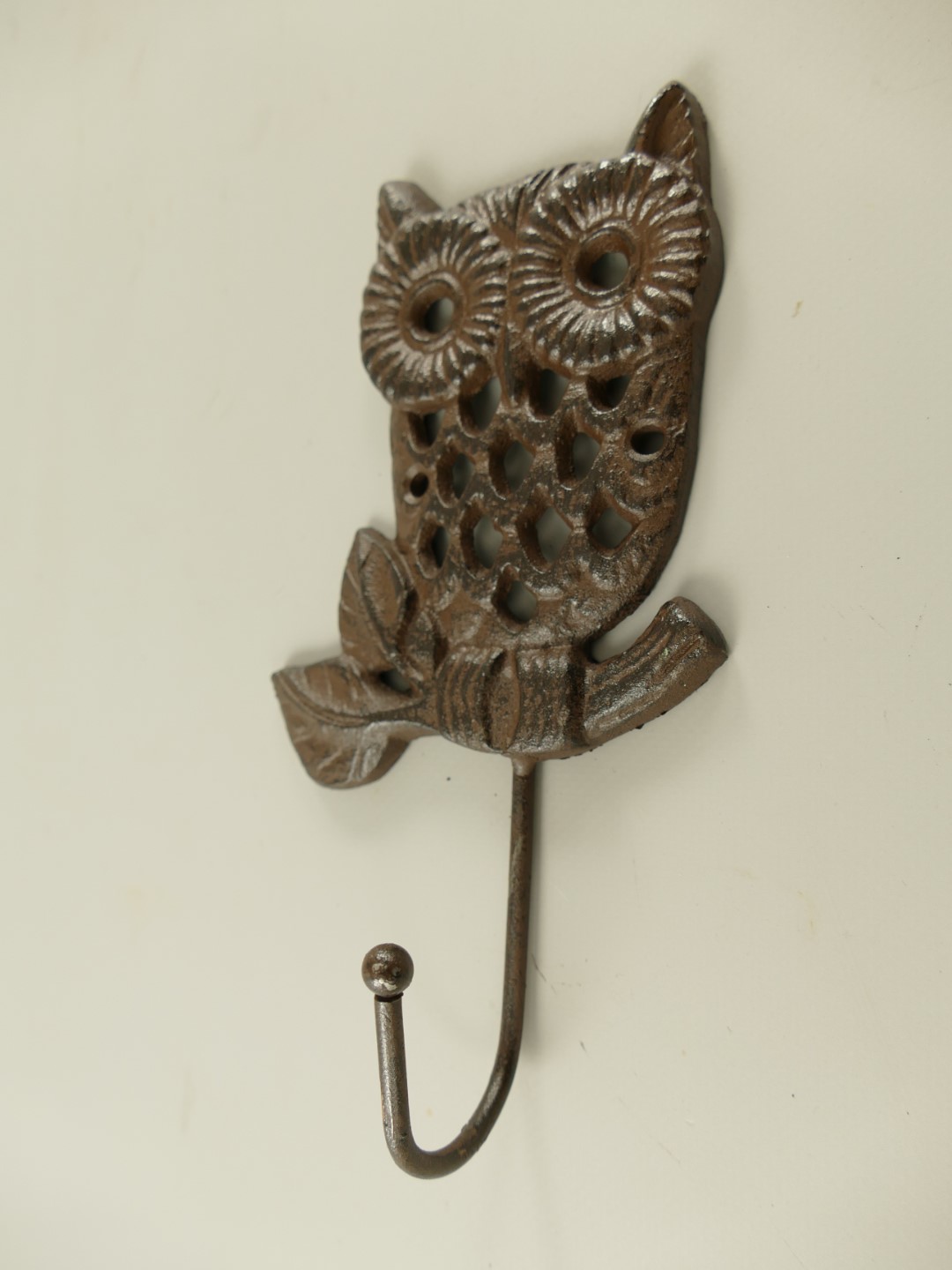 Wandhaken Eule Gußeisen rustikal braun H.20cm
