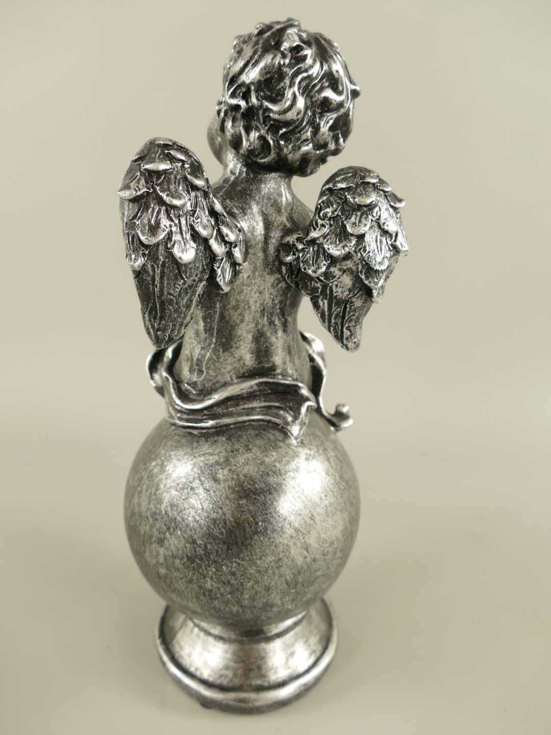 Engel Polystein Silber farbig H.30cm