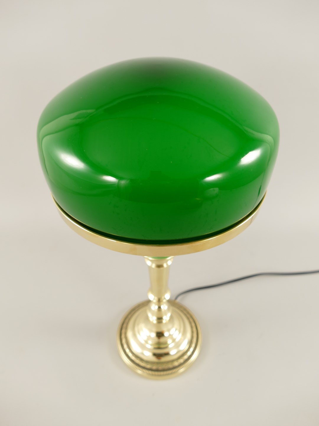 Pilzlampe Messing (Glas farb. grün) H.40cm