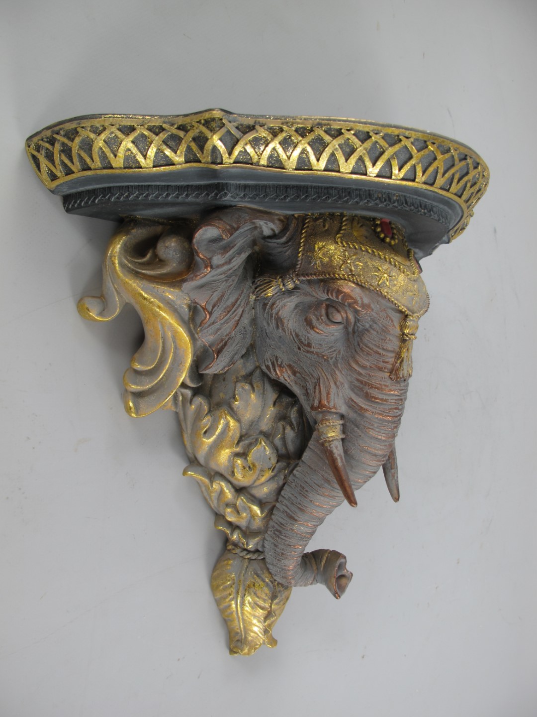 Wandkonsole Elefant Polystein H.31x33cm