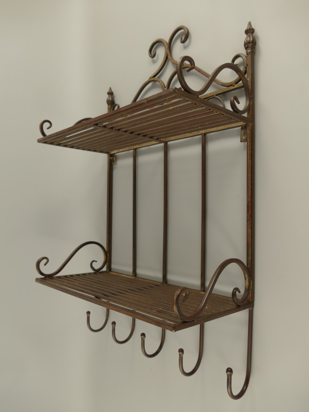 Wandhaken 2-ablagen Eisen RÖSTIG farbig L.42x68cm