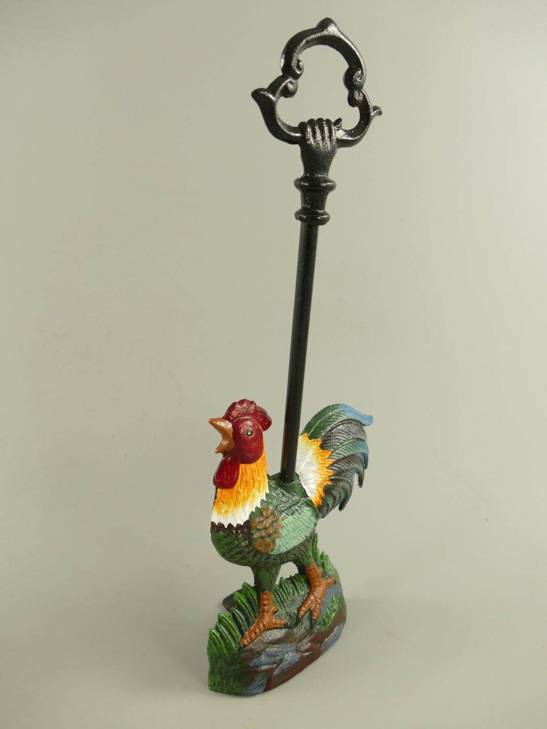 *ANG. Türstopper Hahn Gußeisen farbig H.46x18cm