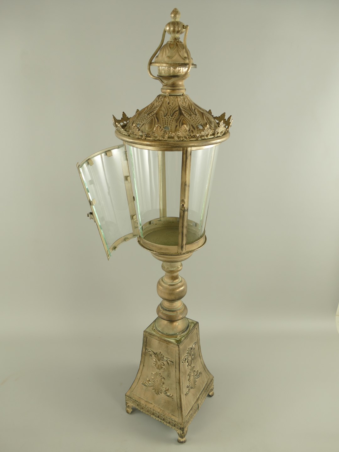 (*)Laterne rustikal gold Eisen farbe H.95cm