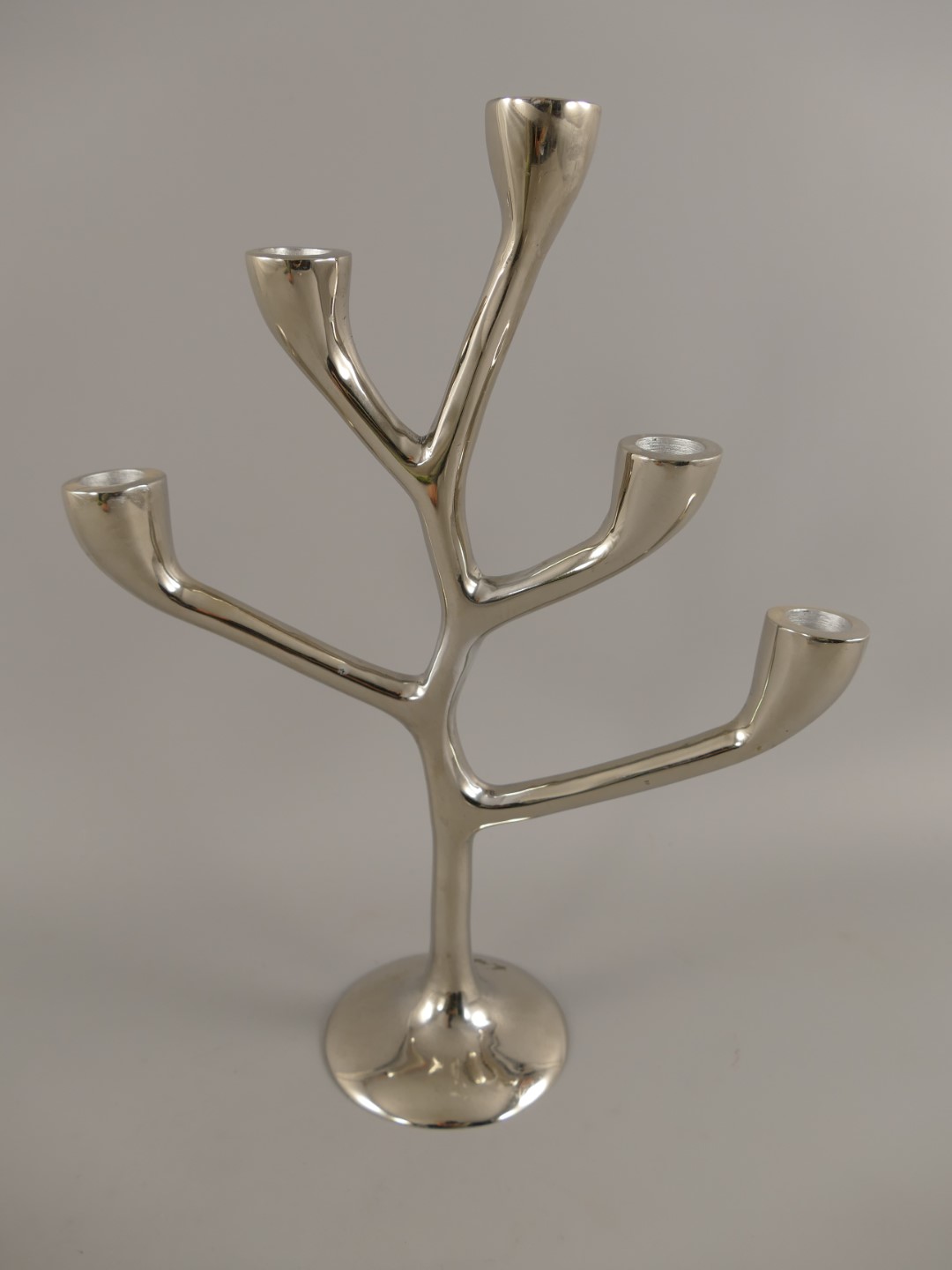 Vernickelter Leuchter 5-Flammig H.35cm
