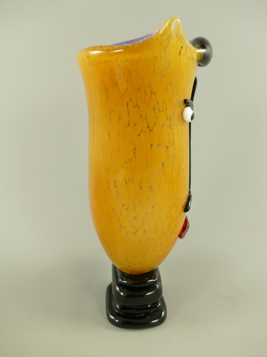 Glas Vase mit Gesicht farbe H.17cm