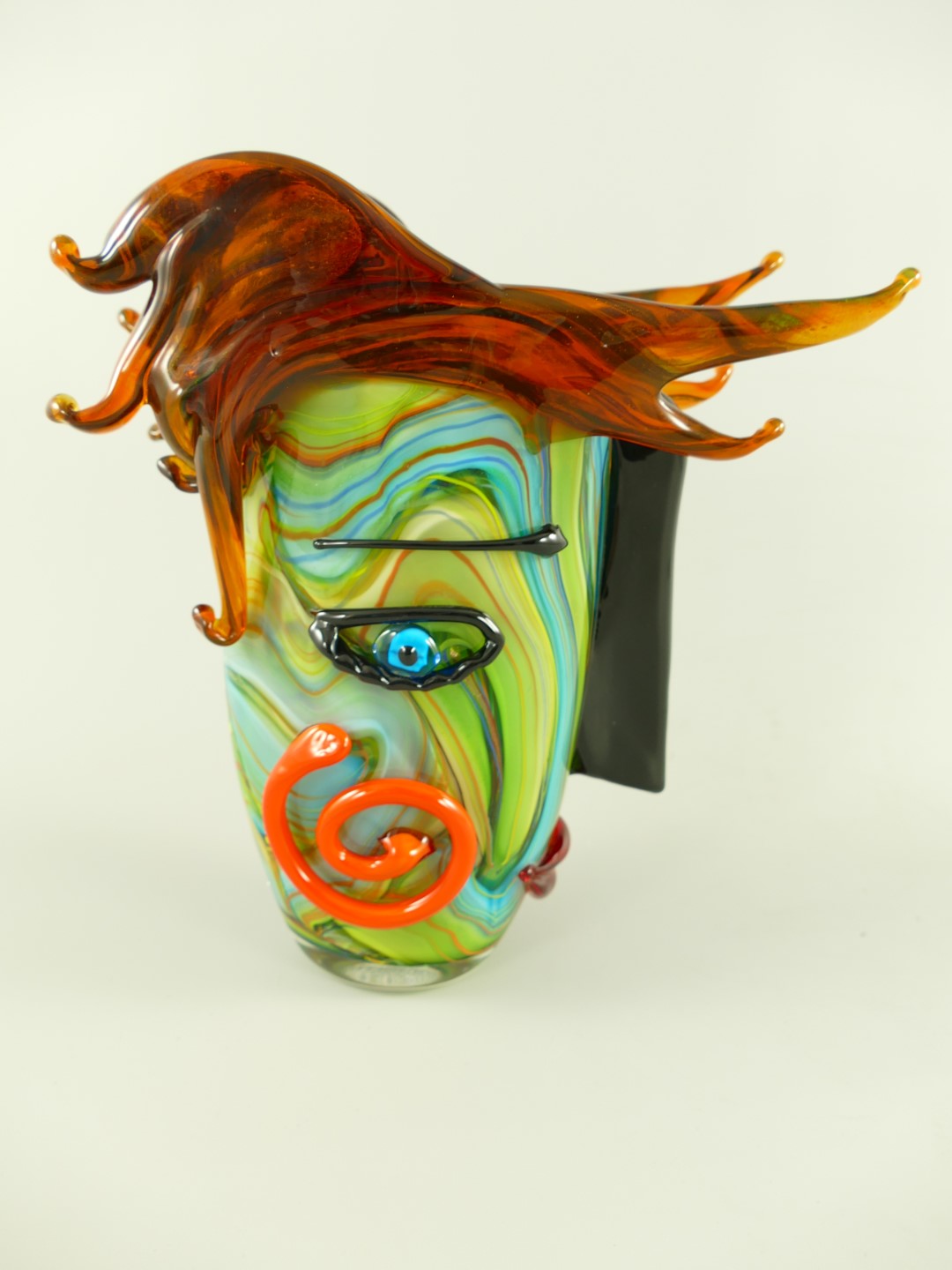 Glas Vase Gesicht farbe H.32x28cm
