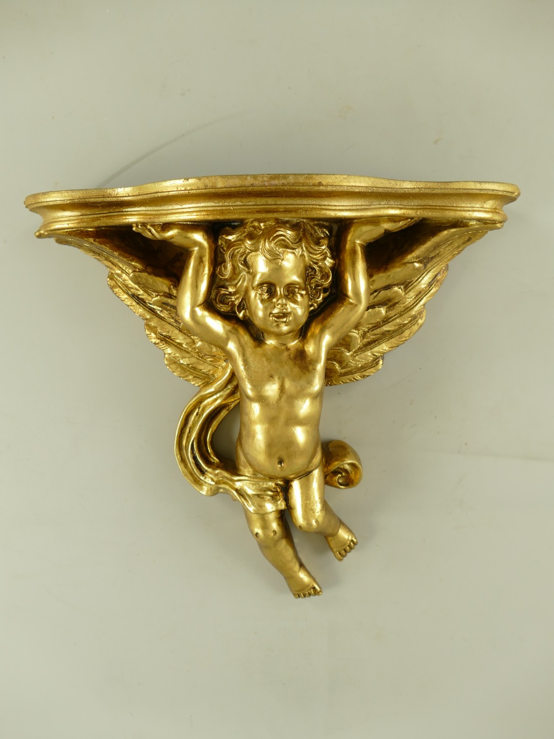 Konsol ENGEL!! Polystein farbig GOLD H.37x38cm