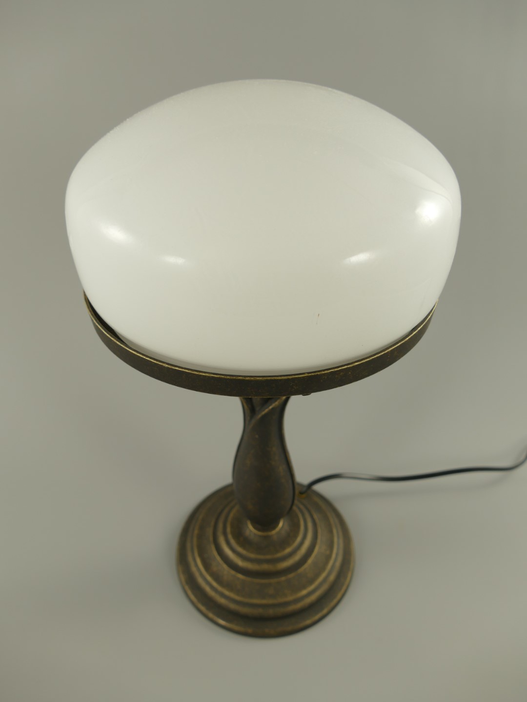 Pilzlampe Messing brün.(Glas weiss 162.PS-W)H.38cm