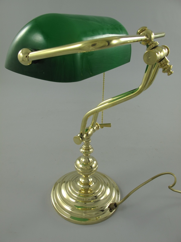 Bankerslampe Messing Glas grün H.45x26cm