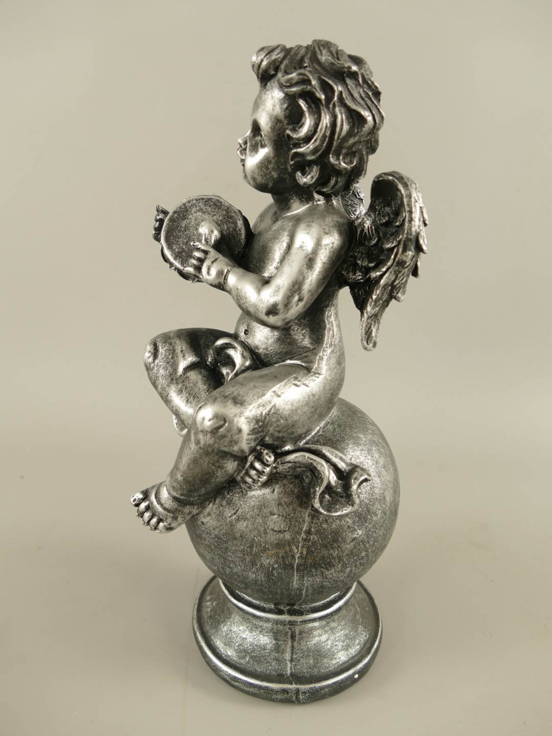 Engel Polystein Silber farbig H.30cm