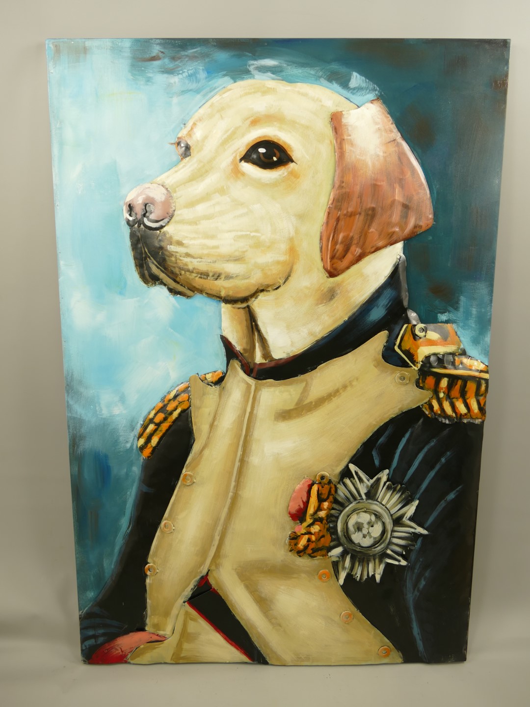 #(*) Metallbild (3D) Eisen Hund H.120x80cm