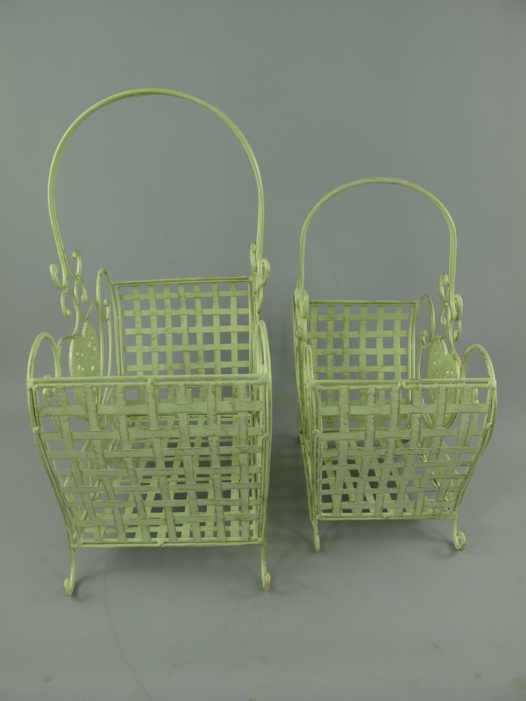 Korbset Eisen weiss Set/2 H.43/52-L.34/42cm
