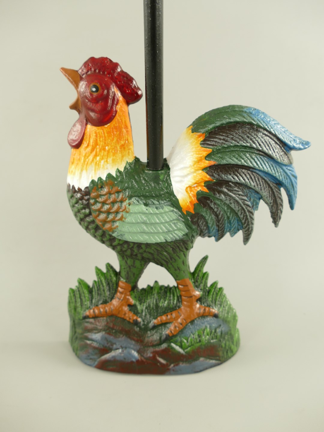 *ANG. Türstopper Hahn Gußeisen farbig H.46x18cm