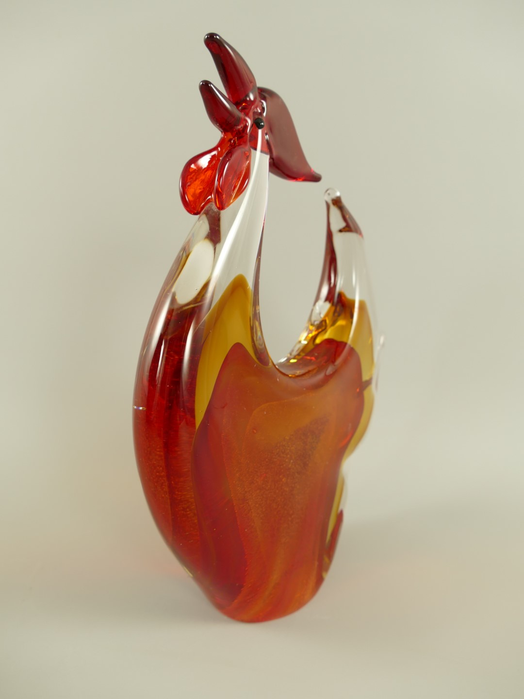 *ANG. Glasfigur Hahn farbe H.31x24cm