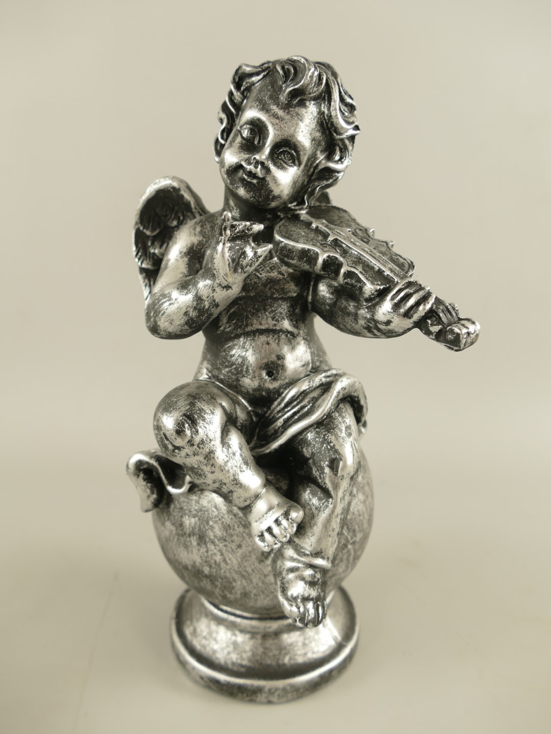 Engel Polystein Silber farbig H.30cm