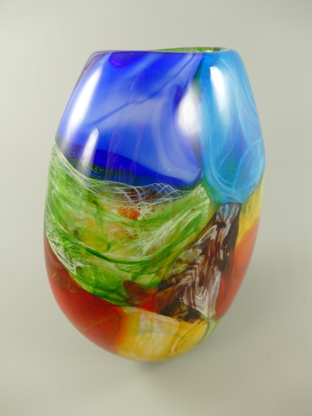 Glas Vase farbe H.34x10cm