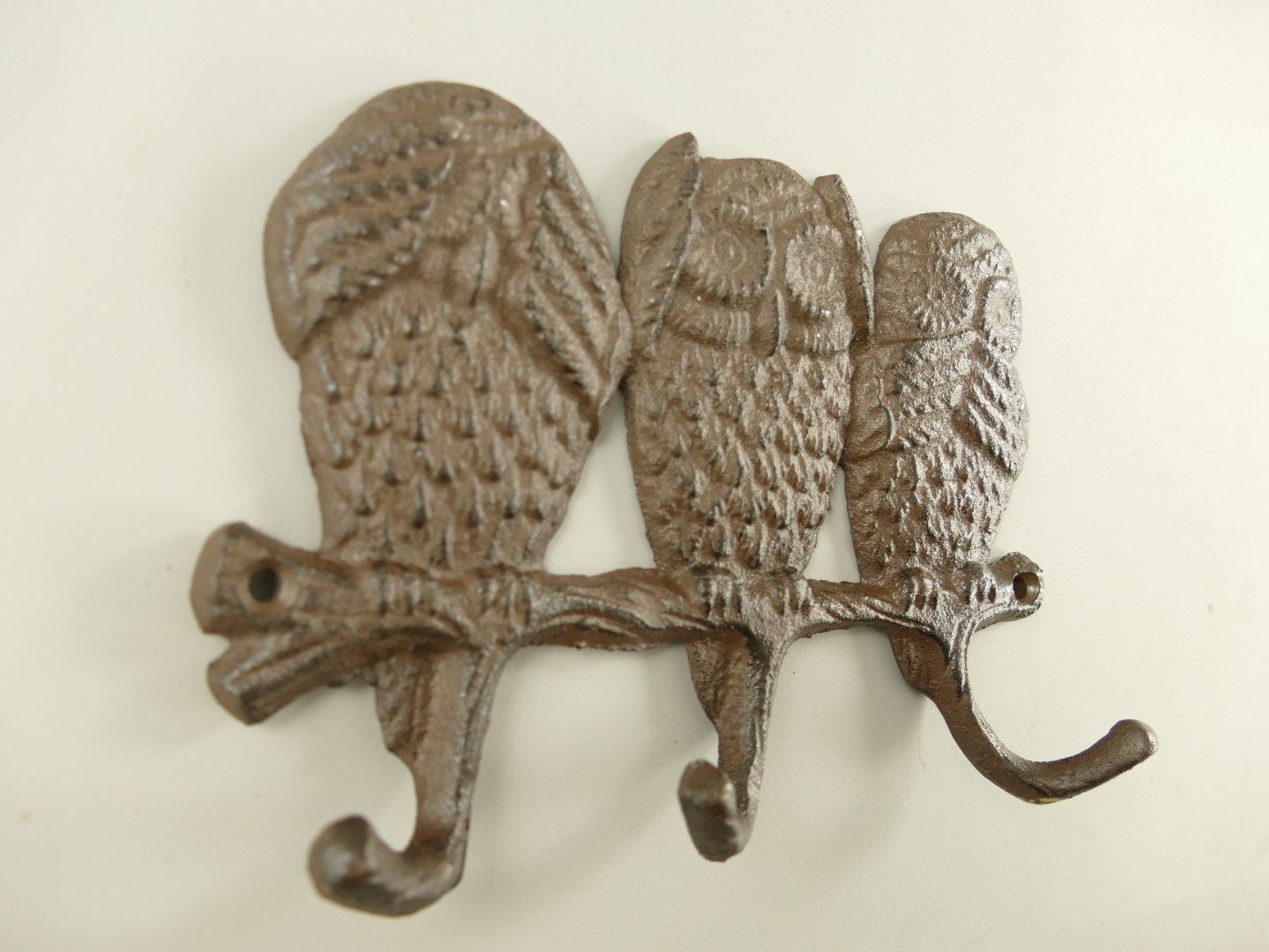 Wandhaken Eule Gußeisen rustikal braun L.19cm