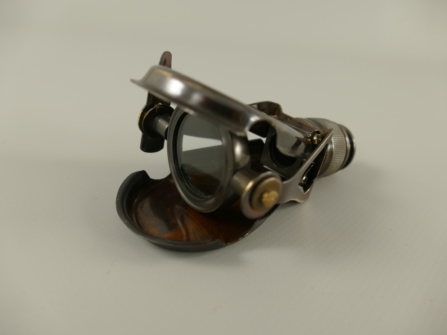 Fernrohr Messing brüniert Leder box L.10cm
