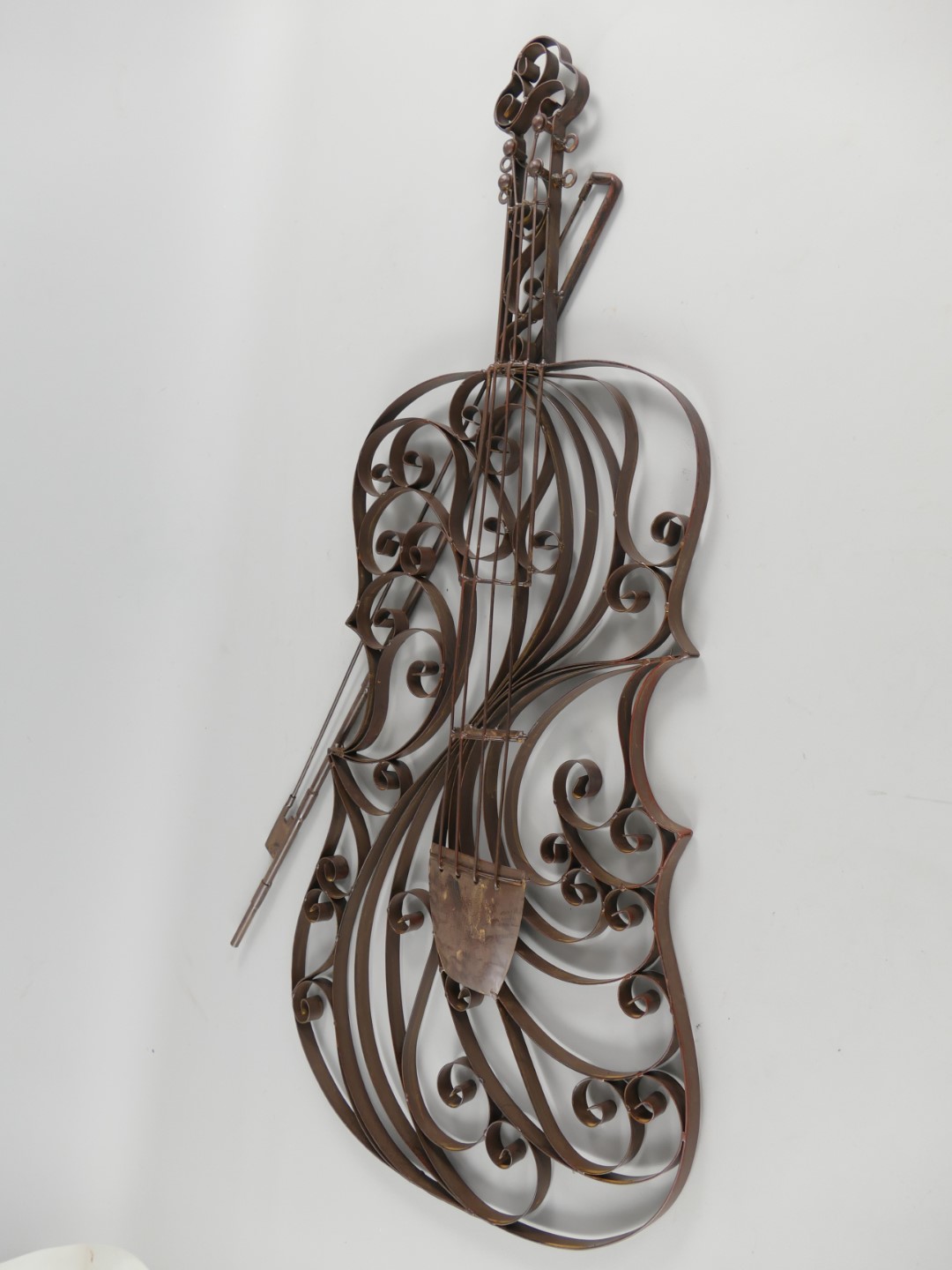 Wanddeko Geige Eisen rustikal braun H.84x48cm